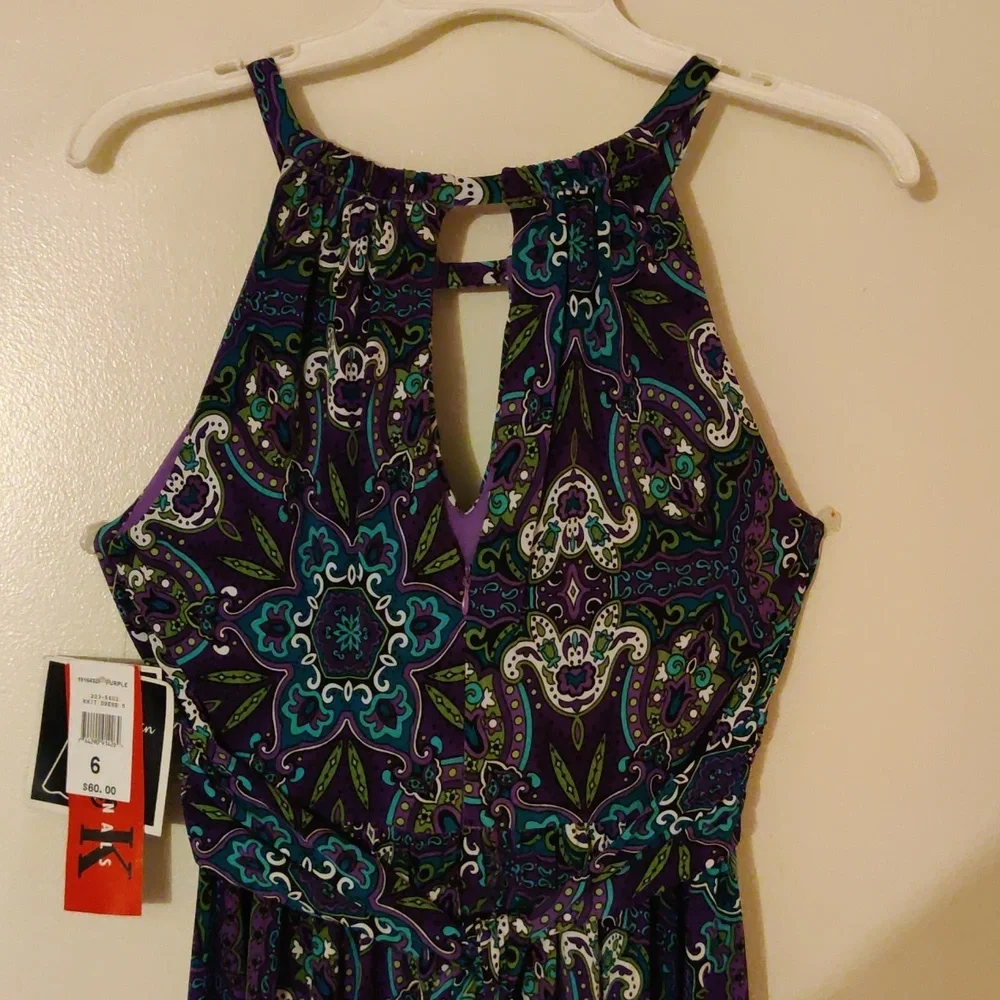 R & K Originals Purple floral sleeveless summer/party/office dress - Picture 4 of 7